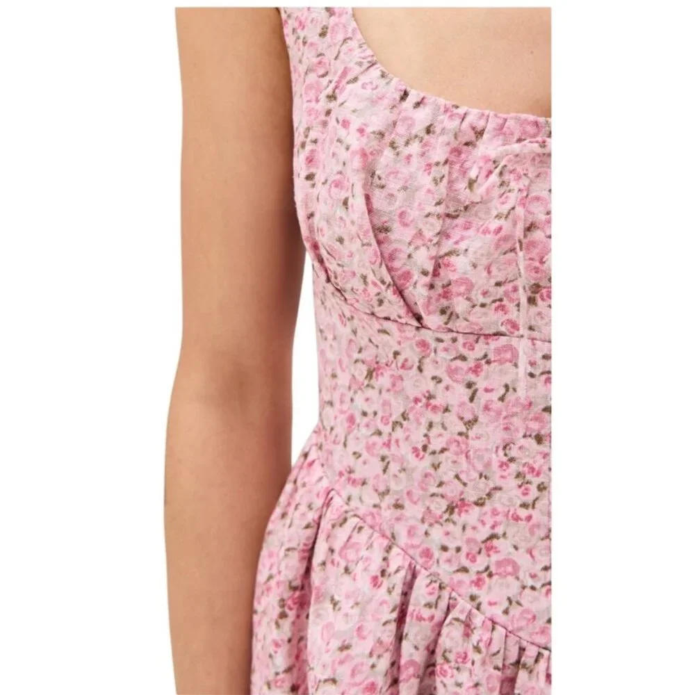 Reformation Daria Print Linen Mini Dress in Pink Combo Size 6 New With Tags - Picture 6 of 13